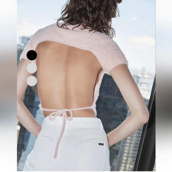 Bardot fuzzy pink knit top - Picture 2 of 9